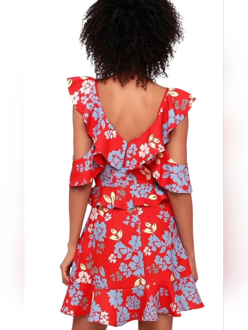 C/MEO Collective Red Floral Ruffled Mini Dress - Picture 2 of 12